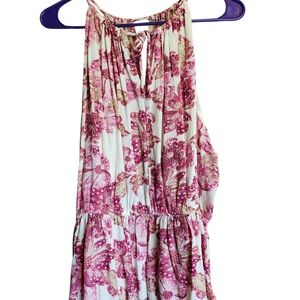 Old Navy Floral Pink and White Sleeveless Top